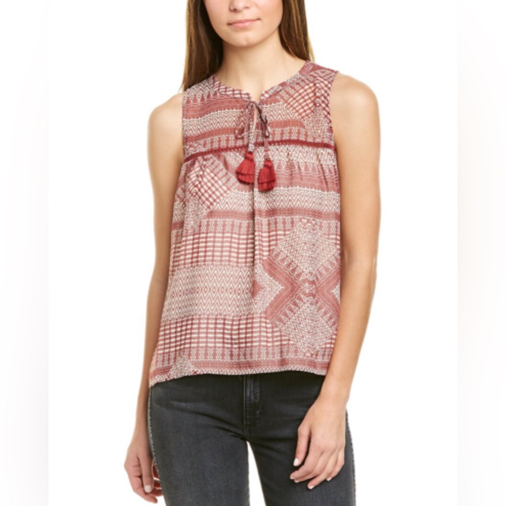 Rebecca Minkoff Burgundy Geometric Sleeveless Blouse